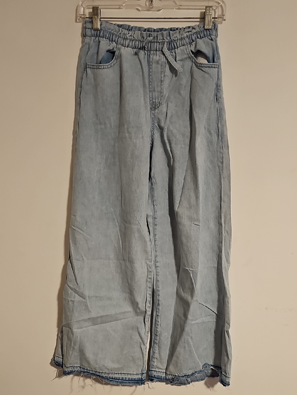 GAP Light Wash Elastic Waist Wide Leg Jeans